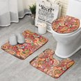 thumbnail image 1 of Red Pioneer Flower and Paisley Pattern Bathroom Rugs Sets 3 Piece,Toilet Cover Set,Absorbent Non Slip Bathroom Mats Sets with U-Shaped Contour Rug Toilet Rug Set, 1 of 5