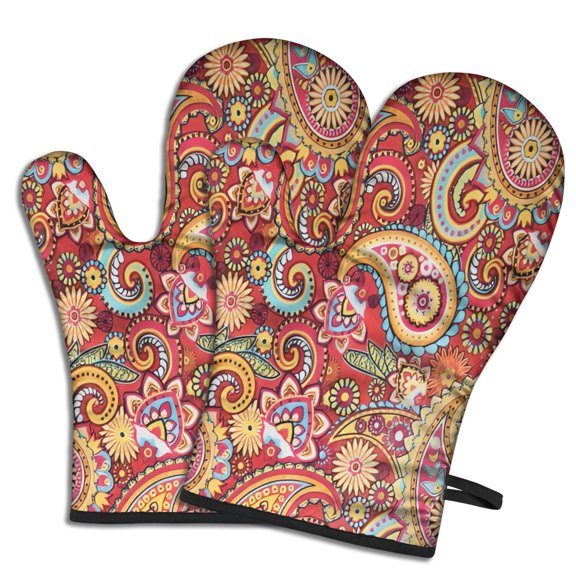 Red Pioneer Flower and Paisley Pattern Shower Curtain OneSize ,Bathroom Decorative Shower Curtains Set with 12 Hooks,Modern Waterproof Washable Shower Curtain