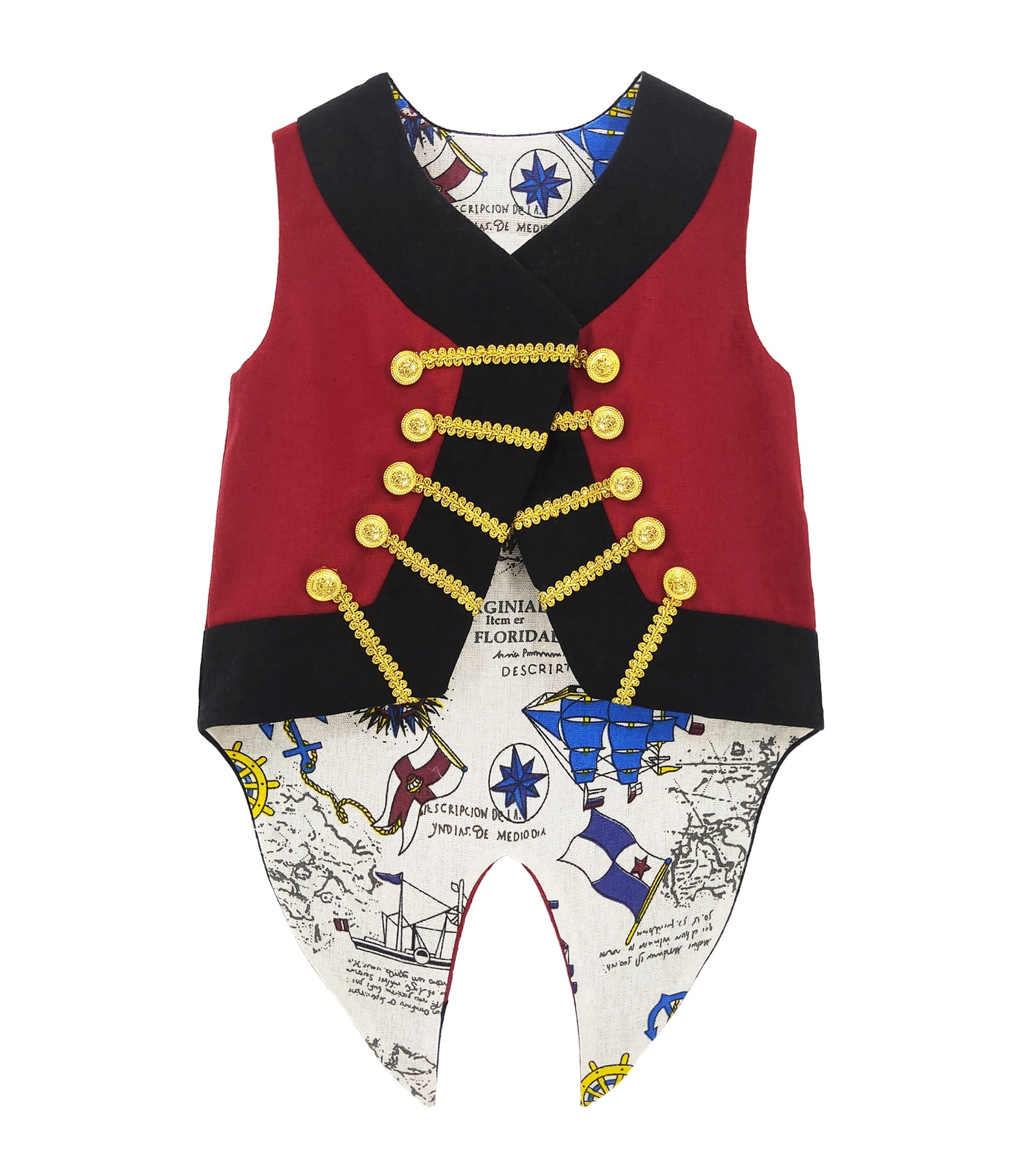 Red Pirate Vest Child Pirate Costume Reversible Vest Christmas