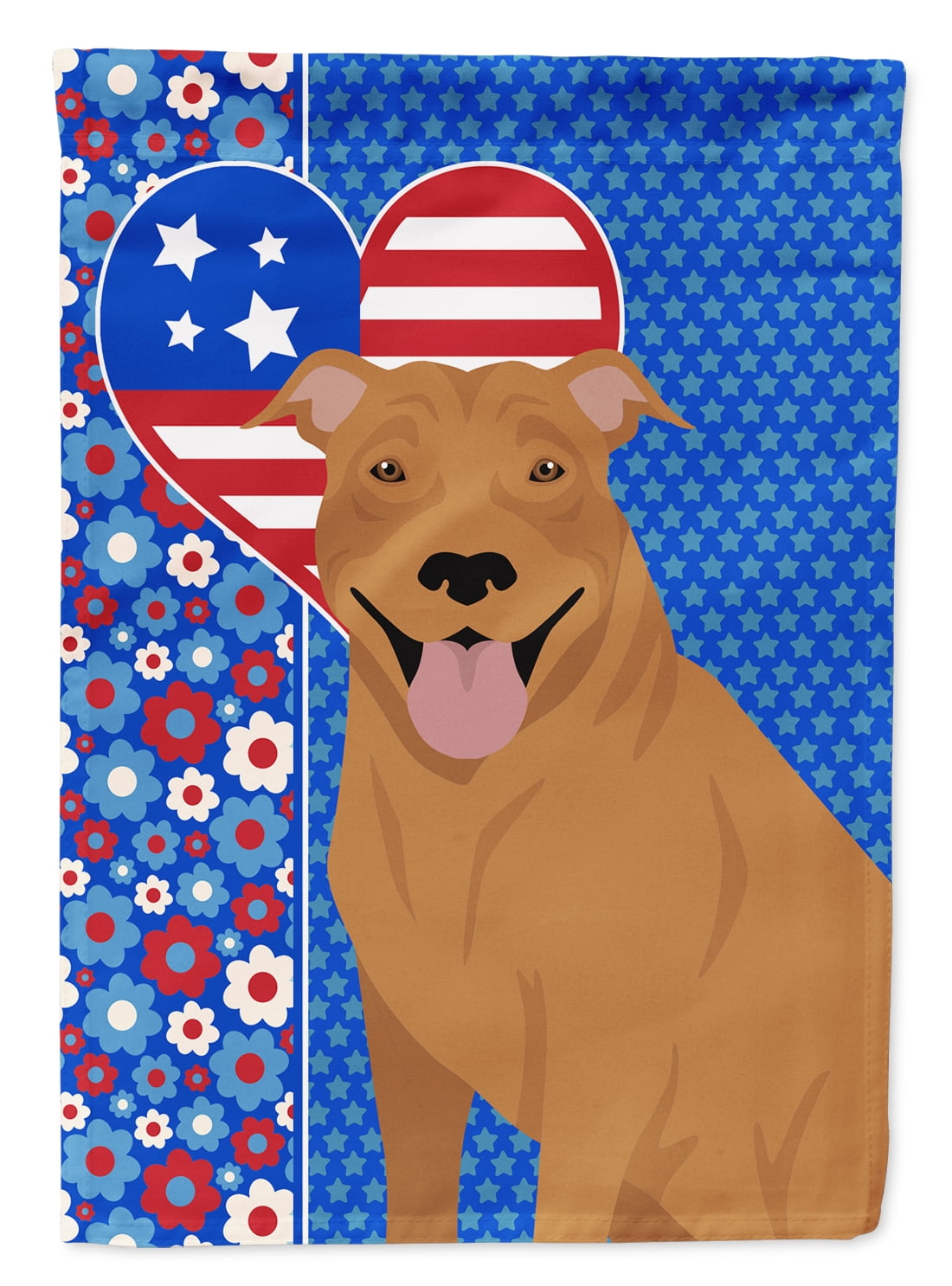 Red Pit Bull Terrier USA American Flag Canvas House Size 28 in x 40 in