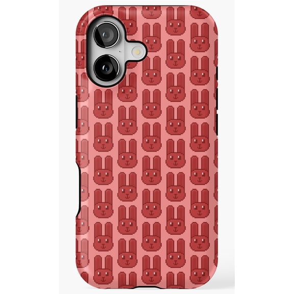 Red Pixel Bunny Rabbit Retro Gamer Pattern Phone Case for iPhone 17 16 15 14 13 12 11 Pro Max