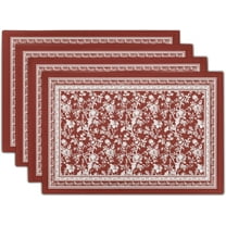 Red Placemats Set of 4,Vintage Chinoiserie Flower Branches Place Mats Heat Resistant Dining Table Mats 12 x 18 Inch Non-Slip Washable Desk Mats for Party Kitchen Dining Decoration