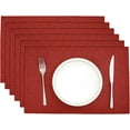 thumbnail image 1 of Red Placemats Set of 6 Machine Washable Fabric Cloth Placemats Heat Resistant Table Mats Non Slip Double Layer Faux Linen Dining Table Place Mats, Burgundy Red, 1 of 6