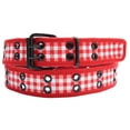 thumbnail image 1 of Red Plaid 2 Holes Row Metal Grommet Stitched Canvas Fabric Military Web Belt, 1 of 1