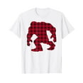thumbnail image 1 of Red Plaid Bigfoot Christmas Matching Buffalo Family Pajama White T-Shirt, 1 of 5