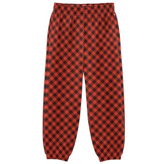 Red Plaid Boys Pants Kids Casual Sweatpants Joggers Toddler Sports Pants 3-10 Years