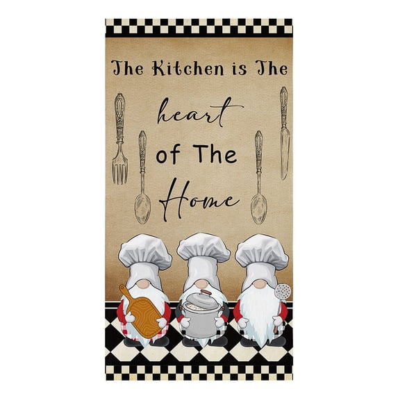Red Plaid Chef Knife And Fork Microfiber Kitchen Towel Absorbent Non-stick Oil Wiping Rag Home Cleaning Dishcloth