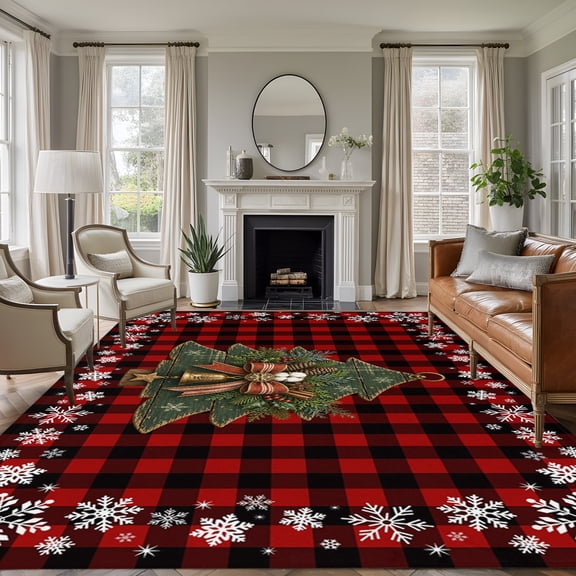 Mas 4x6 Area Rug Xmas Tree Washable Rugs For Living Room Red - Walmart.com