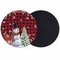 thumbnail image 1 of Red Plaid Christmas Coasters Set of 2, Absorbent Coasters for Drinks, Snowman Xmas Tree Poinsettia Snowflake Coaster for Desk Coffee Table Protection, Home Decor House Warming Gifts 4", 1 of 8