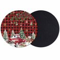 thumbnail image 1 of Red Plaid Christmas Coasters Set of 2, Absorbent Coasters for Drinks, Xmas Snowman Truck Snowflake Tree Balls Coaster for Desk Coffee Table Protection, Home Decor House Warming Gifts 4", 1 of 8
