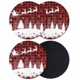 thumbnail image 1 of Red Plaid Christmas Coasters Set of 4, Absorbent Coasters for Drinks, Xmas Elk Tree Snowflake Forest Coaster for Desk Coffee Table Protection, Home Decor House Warming Gifts 4", 1 of 8