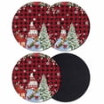 thumbnail image 1 of Red Plaid Christmas Coasters Set of 4, Absorbent Coasters for Drinks, Xmas Tree Gnomes Poinsettia Snowflake Coaster for Desk Coffee Table Protection, Home Decor House Warming Gifts 4", 1 of 8