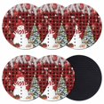 thumbnail image 1 of Red Plaid Christmas Coasters Set of 6, Absorbent Coasters for Drinks, Snowman Xmas Balls Pine Needle Tree Coaster for Desk Coffee Table Protection, Home Decor House Warming Gifts 4", 1 of 8