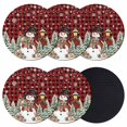thumbnail image 1 of Red Plaid Christmas Coasters Set of 6, Absorbent Coasters for Drinks, Snowman Xmas Snowflake Botanical Tree Coaster for Desk Coffee Table Protection, Home Decor House Warming Gifts 4", 1 of 8