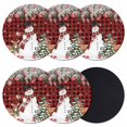 thumbnail image 1 of Red Plaid Christmas Coasters Set of 6, Absorbent Coasters for Drinks, Snowman Xmas Tree Ball Elk Snowflake Coaster for Desk Coffee Table Protection, Home Decor House Warming Gifts 4", 1 of 8
