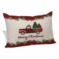 thumbnail image 1 of Red Plaid Christmas Pillow Covers, Linen Long Throw Pillow Case, Truck Xmas Tree Vintage Winter Rustic Holiday Pillow Protector Decorative Cushion Cover for Living Room/Bedroom 24" x 36", 1 of 8