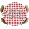 thumbnail image 1 of Red Plaid Christmas Round Tablecloth 45-54 Inch Round Fitted Table Cloth with Elastic Edge, Xmas Snowflake Merry Christmas Waterproof Table Cover Protector for Outdoor Picnic Party Dining, 1 of 6