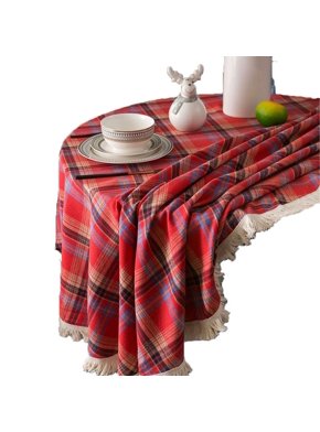 Nappe De Noël Rectangle 82x48 Cm - Rouge à Carreaux Vert Et Or - 100% Coton - État Impeccable !