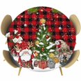 thumbnail image 1 of Red Plaid Christmas Round Tablecloth, Fitted Table Cover with Elastic for 36"-44" Round Tables, Gnomes Xmas Tree Snowflake Winter Gifts Table Cloth Outdoor Indoor Dinning Party Waterproof Tablecloths, 1 of 7