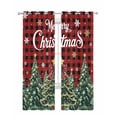 thumbnail image 1 of Red Plaid Christmas Sheer Curtains 84 Inch Length 2 Panels Set for Living Room/Bedroom, Xmas Tree Snowflake Checkered Winter Kitchen Curtains Grommet Semi-Sheer Curtains Window Treatments 52"x84"x2, 1 of 7