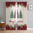 thumbnail image 1 of Red Plaid Christmas Sheer Curtains 96 Inches Long, Xmas Tree Vintage Winter Rustic Light Filtering Window Curtains for Living Room/Bedroom, Rod Pocket Voile Sheer Drapes, 52"W x 96"L, 2 Panels, 1 of 9