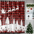 thumbnail image 1 of Red Plaid Christmas Shower Curtains for Bathroom, Xmas Elk Tree Snowflake Waterproof Fabric Shower Curtain for Bathroom Bathtub Decoration, Machine Washable, 54x"78", 1 of 9