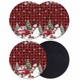thumbnail image 1 of Red Plaid Christmas Snowman Coasters Set of 4, Absorbent Coasters for Drinks, Xmas Truck Tree Snowflake Coaster for Desk Coffee Table Protection, Home Decor House Warming Gifts 4", 1 of 8