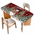 thumbnail image 1 of Red Plaid Christmas Snowman Table Cloths for 3 Foot Rectangle Tables, Xmas Tree Snowflake Botanical Patio Waterproof Elastic Fitted Tablecloths, Washable Rectangular Table Cover for Camping, 1 of 8
