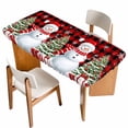 thumbnail image 1 of Red Plaid Christmas Table Cloths for 3 Foot Rectangle Tables, Snowman Snowflake Gifts Xmas Tree Patio Waterproof Elastic Fitted Tablecloths, Washable Rectangular Table Cover for Camping, 1 of 8