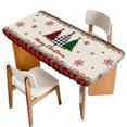 thumbnail image 1 of Red Plaid Christmas Table Cloths for 4 Foot Rectangle Tables, Vintage Xmas Tree Winter Rustic Patio Waterproof Elastic Fitted Tablecloths, Washable Rectangular Table Cover for Camping, 1 of 8