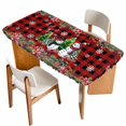 thumbnail image 1 of Red Plaid Christmas Table Cloths for 5 Foot Rectangle Tables, Snowman Snowflake Xmas Tree Winter Patio Waterproof Elastic Fitted Tablecloths, Washable Rectangular Table Cover for Camping, 1 of 8