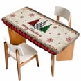 thumbnail image 1 of Red Plaid Christmas Table Cloths for 5 Foot Rectangle Tables, Vintage Xmas Tree Winter Patio Waterproof Elastic Fitted Tablecloths, Washable Rectangular Table Cover for Camping, 1 of 8
