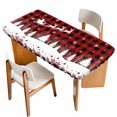 thumbnail image 1 of Red Plaid Christmas Table Cloths for 6 Foot Rectangle Tables, Xmas Elk Tree Snowflake Forest Patio Waterproof Elastic Fitted Tablecloths, Washable Rectangular Table Cover for Camping, 1 of 8