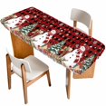 thumbnail image 1 of Red Plaid Christmas Table Cloths for 8 Foot Rectangle Tables, Snowman Gifts Xmas Tree Snowflake Winter Patio Waterproof Elastic Fitted Tablecloths, Washable Rectangular Table Cover for Camping, 1 of 8