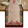 thumbnail image 1 of Red Plaid Christmas Table Runner 120 Inches Long Farmhouse Dress Scarves, Xmas Snowflake Botanical Poinsettia Wooden Dining Tablerunner for Coffee Table/Kitchen Island/Party Décor, 13" x 120", 1 of 8