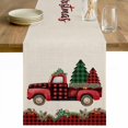 thumbnail image 1 of Red Plaid Christmas Table Runner 36 Inches Long Farmhouse Dress Scarves, Truck Xmas Tree Vintage Winter Rustic Dining Tablerunner for Coffee Table/Kitchen Island/Party Décor, Small 13" x 36", 1 of 8