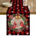 thumbnail image 1 of Red Plaid Christmas Table Runner 48 Inches Long Farmhouse Dress Scarves, Xmas Snowflake Birds Botanical Dining Tablerunner for Coffee Table/Kitchen Island/Party Décor, 13" x 48", 1 of 8