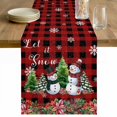 thumbnail image 1 of Red Plaid Christmas Table Runner 60 Inches Long Farmhouse Dress Scarves, Snowman Snowflake Xmas Tree Winter Dining Tablerunner for Coffee Table/Kitchen Island/Party Décor, 13" x 60", 1 of 8