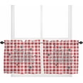 thumbnail image 1 of Red Plaid Christmas Tier Curtains 24 Inches Long, Winter Holiday Xmas Snowflake Rod Pocket Window Curtains Panels for Bedroom/Bathroom/Nursery, Small Short Half Curtains Drapes for Cafe 27.5"x24", 1 of 5