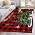 thumbnail image 1 of Red Plaid Christmas Tree Area Rugs 2.7'x5', Washable Small Throw Rugs for Kitchen Bedroom, Snowflake Tree Xmas Indoor Outdoor Rug Non-Slip Low Pile Carpet Runner Reversible Floor Mats, 1 of 8