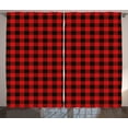thumbnail image 1 of Ambesonne Plaid Curtains 2 Panel Set, Retro Lumberjack Buffalo, 108" x 90", Orange Black, 1 of 3