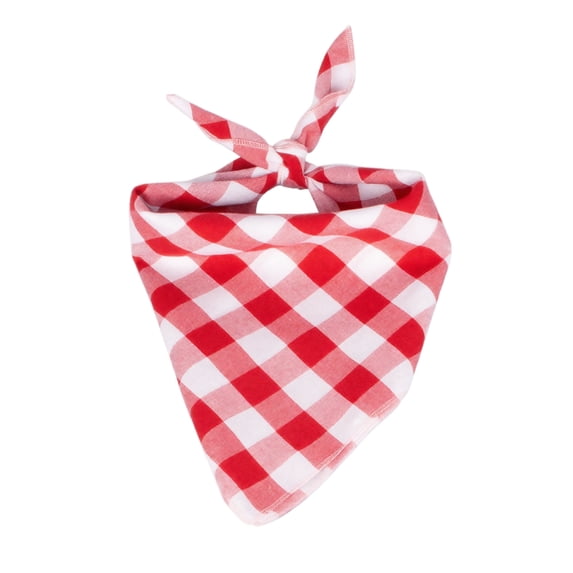 Red Plaid Drool Bib, Buffalo Check Fall Bandana for Dogs, Washable Cotton Fall Pet Scarf for Small Pets, Christmas Pet Bandana Holiday Gift for Puppy Kitten, Lightweight Triangle
