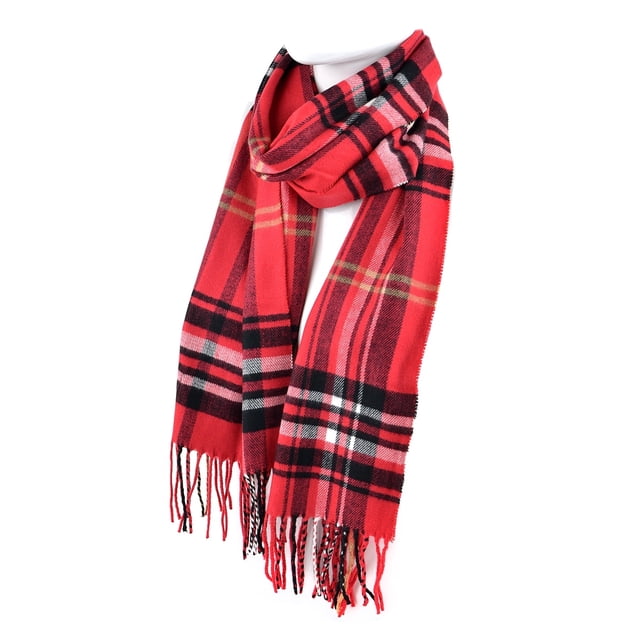 Red Plaid Fall/Winter Scarf for Men & Women-Plaid Color Soft Feels ...