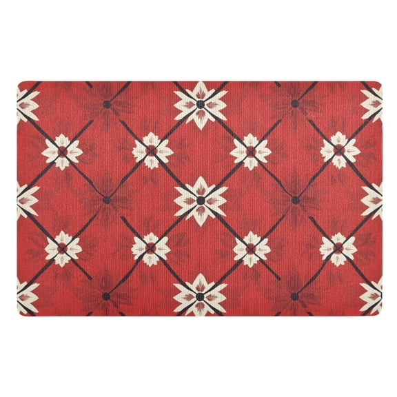 Red Plaid Floor Door Mat Outdoor Indoor for Home Entrance Welcome Mats 32"x20"