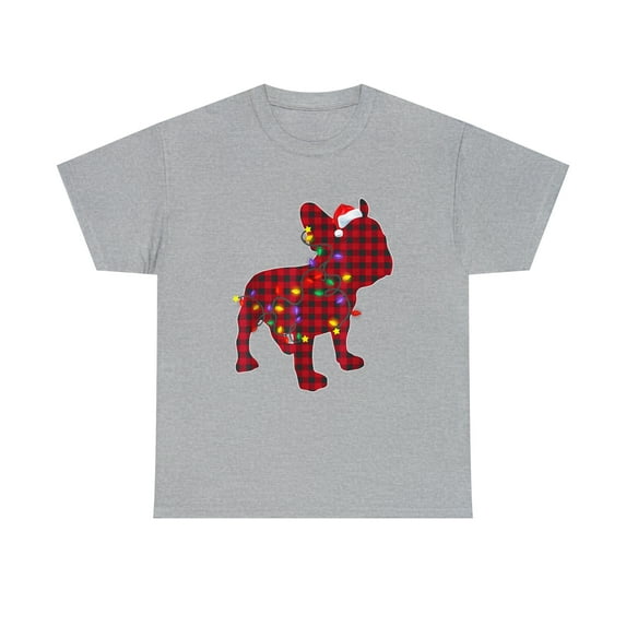 Red Plaid French Bulldog Dog Christmas Pajamas Xmas T-shirt