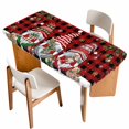 thumbnail image 1 of Red Plaid Gnomes Christmas Table Cloths for 4 Foot Rectangle Tables, Xmas Balls Tree Snowflake Patio Waterproof Elastic Fitted Tablecloths, Washable Rectangular Table Cover for Camping, 1 of 8
