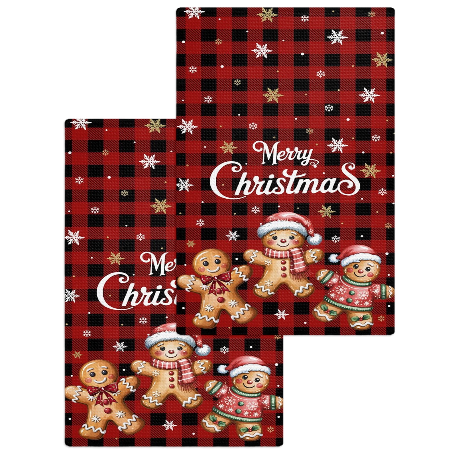 Red Plaid Kitchen Dish Towels for Drying Dishes Set of 2, Christmas ...