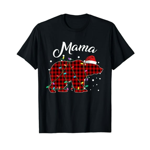 Red Plaid Mama Bear Matching Buffalo Pajama T-Shirt T-Shirt