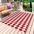 thumbnail image 1 of Red Plaid Outdoor Rug 4x6 Ft, Non Slip Washable Area Rug, Modern Minimalist Geometric Gingham Checkered Patio Rugs Carpet Runner, Large Floor Mat for Indoor/Outdoor Deck Porch Camping, 1 of 8