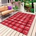 thumbnail image 1 of Red Plaid Outdoor Rug 5x7 Ft, Non Slip Washable Area Rug, Modern Art Checkered Farmhouse Patio Rugs Carpet Runner, Large Floor Mat for Indoor/Outdoor Deck Porch Camping, 1 of 8